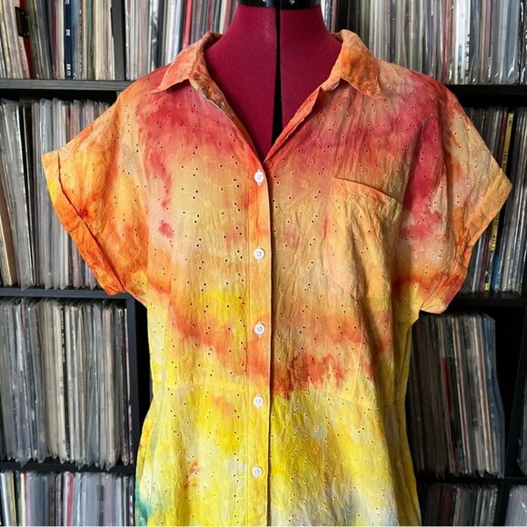 Multicolor Tie-Dye Crochet Dress, Grateful Dead, Phish, Handmade, XL Size 16-18 - Picture 2 of 10